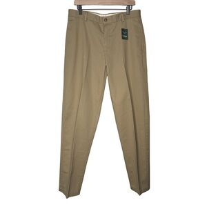 L.L. Bean Wrinkle Free Chino Pants 34x34 Dark Khaki Classic Fit NWT